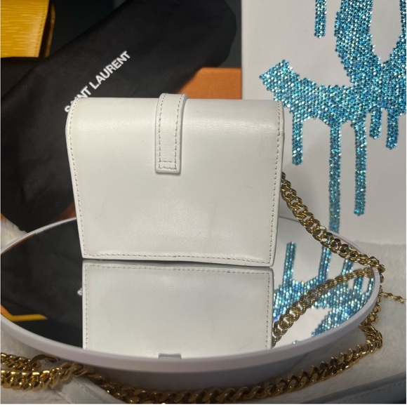 Yves Saint Laurent YSL White Calfskin Monogram Mini Candy Crossbody - Picture 8 of 14